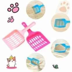 ALMI Lot De 3 Pelle à Litière Pour Chat, Portable Plastique Alimentaire Scoop Pour Chat Ciot Avec Manches Outil De Nettoyage Pour Animaux Domestiques Pour Nettoyer Litière Des Chats Sable -Promos Litière et bac à litière Magasin 43438004 5