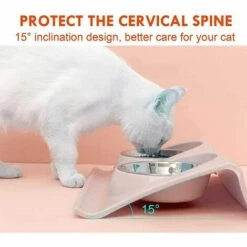 ALMI Double Gamelle Chat, Bols Pour Chats En Acier Inoxydable Gamelle Anti Glouton Chats Antidérapants Sans Déversement, Inclinable à 15° Gamelle Pour Chat Anti Vomissements Pour Petit Chien Et Chat (Rose) -Promos Litière et bac à litière Magasin 43444746 3