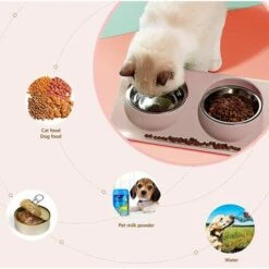 ALMI Double Gamelle Chat, Bols Pour Chats En Acier Inoxydable Gamelle Anti Glouton Chats Antidérapants Sans Déversement, Inclinable à 15° Gamelle Pour Chat Anti Vomissements Pour Petit Chien Et Chat (Rose) -Promos Litière et bac à litière Magasin 43444746 4