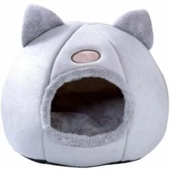 HANBING Litière Pour Chat, Semi-fermée Pour Garder Au Chaud En Hiver, Chenil Plus Litière Pour Animaux Ronde En Velours, Litière Pour Chat (XL)