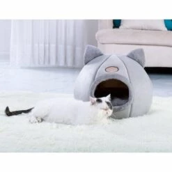 HANBING Litière Pour Chat, Semi-fermée Pour Garder Au Chaud En Hiver, Chenil Plus Litière Pour Animaux Ronde En Velours, Litière Pour Chat (XL) -Promos Litière et bac à litière Magasin 43595983 5