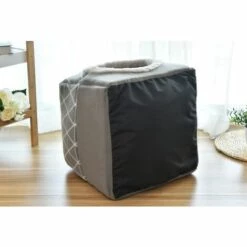 HANBING Pet Furniture Space Capsule Villa Nid Pour Animal De Compagnie Fermé (L) Gris Imprimé Léopard -Promos Litière et bac à litière Magasin 43596692 2