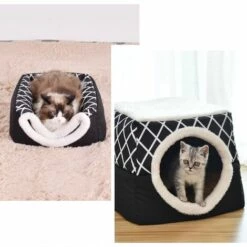 HANBING Pet Furniture Space Capsule Villa Nid Pour Animal De Compagnie Fermé (L) Gris Imprimé Léopard -Promos Litière et bac à litière Magasin 43596692 4