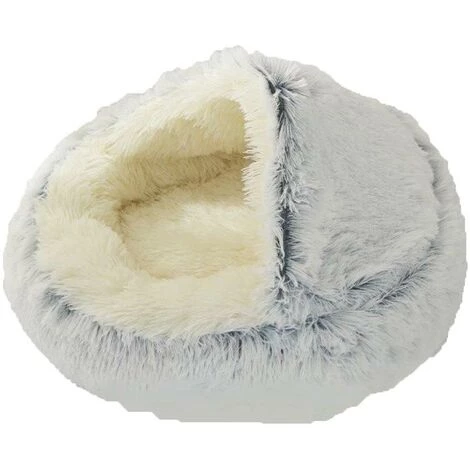 HANBING Pet Furniture Crystal Velvet Warm Round Half-Pack Pet Nest Gris (Polaire) 40 * 40 3 HANBING Pet Furniture Crystal Velvet Warm Round Half-Pack Pet Nest Gris (Polaire) 40 * 40