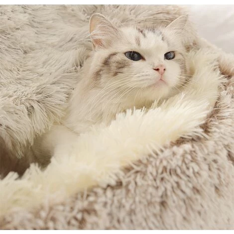 HANBING Pet Furniture Crystal Velvet Warm Round Half-Pack Pet Nest Gris (Polaire) 40 * 40 6 HANBING Pet Furniture Crystal Velvet Warm Round Half-Pack Pet Nest Gris (Polaire) 40 * 40 – Image 4