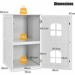 COSTWAY Maison De Toilette Pour Chat à 2 Couches Avec Fenêtre Croisée Et Trou De La Porte 60 X 50 X 90,5 Cm Charge Max 70KG Blanc -Promos Litière et bac à litière Magasin 44760225 5