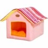 GDRHVFD Lit Pour Chat, Chien De Compagnie Pliable Et Maison De Chat Avec Coussin Intérieur Pour Chiot (Rose)