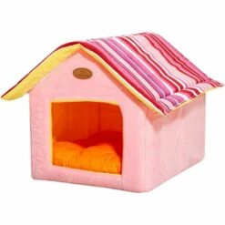 GDRHVFD Lit Pour Chat, Chien De Compagnie Pliable Et Maison De Chat Avec Coussin Intérieur Pour Chiot (Rose)