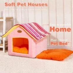 GDRHVFD Lit Pour Chat, Chien De Compagnie Pliable Et Maison De Chat Avec Coussin Intérieur Pour Chiot (Rose) -Promos Litière et bac à litière Magasin 45881266 5