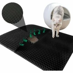 TANABATA Tapis Litière Chat, Tapis De Litière Nid D'abeille Double Couche Matériau, Tapis De Toilette Chat Imperméable Antidérapant, Facile à Nettoyer, Double Couche En Nid D'abeille, 60x45 Cm