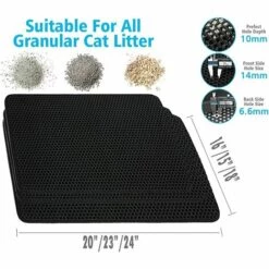 TANABATA Tapis De Litière Pour Chat - Lavable - Tapis - Tapis De Protection Hygiénique - Double Nid D'abeille - Design Mat 40*50cm Noir -Promos Litière et bac à litière Magasin 46354582 3