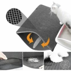 TANABATA Tapis De Litière Pour Chat Propre Et Hygiénique Tapis Imperméable à L'eau Pour Chats En EVA XS-XL (XL:55 * 75CM. Gris)