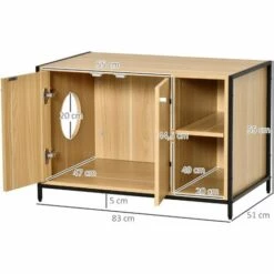 PawHut Maison De Toilette Pour Chat 2 Portes Avec Entrée Latérale 2 Niches Plateau Châssis Acier Panneaux Particules Aspect Bois Clair - Beige 9 PawHut Maison De Toilette Pour Chat 2 Portes Avec Entrée Latérale 2 Niches Plateau Châssis Acier Panneaux Particules Aspect Bois Clair - Beige -Promos Litière et bac à litière Magasin 47489082 3