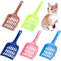 READCLY Pelle à Litière Pour Chat M, Cuillère à Litière Pour Chat, Cuillère à Litière En Plastique 5pcs, Récipient à Litière Pour Chat, Cuillère à Litière Pour Chaton, Outil De Nettoyage Pour Animaux De Compagnie Avec Poignée Pratique