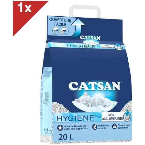 CATSAN Hygiene Plus Litière Minérale Pour Chat 20L 3 CATSAN Hygiene Plus Litière Minérale Pour Chat 20L