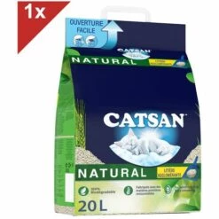 CATSAN NATURAL Agglomérante Litière Végétale Pour Chat 20L