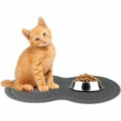 VERSAILLESFR Tapis D’Alimentation Pour Chat En Silicone, Imperméable Et Antidérapant Tapis Gamelle Chien Et Chat Napperon Bol D'eau - Gris, 45 X 26 Cm, Versailles -Promos Litière et bac à litière Magasin 50932588 4