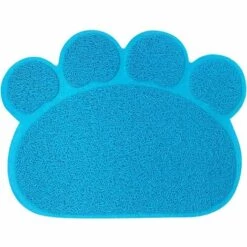Tapis Pour Bac à Litière,Tapis De Litière Pour Chat Plat Bol D'alimentation Pour Nourriture Tapis De Nettoyage (Bleu),Irisfr