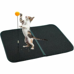 ZHUOXUAN Tapis De Litière Pour Chat 1 Morceaux De Tapis De Litière Pour Chat, Litière Pour Chat De Haute Qualité Collectée Dans La Boîte Et Les Pattes, Contrôle De La Dispersion De La Litière Pour Chat, Doux Pour Les Pattes Sensibles Du Chaton, Facile à Nettoyer.