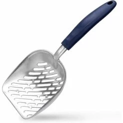 LITZEE Kitty Animal Métal Chat Litière Scooper Pelle Merde Remover Avec Long Manche Pour Animaux De Compagnie,Bleu