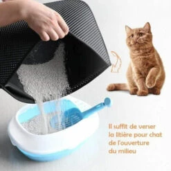 Tapis De Litière Pour Chat étanche Pliable Noir 40x50cm FUIENKO -Promos Litière et bac à litière Magasin 51639024 4