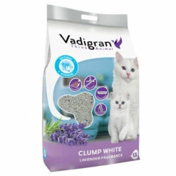 Litière Pour Chat CLUMP WHITE. 10 Kg - 12 Litres. Senteur Lavande - Vadigran - Blanc
