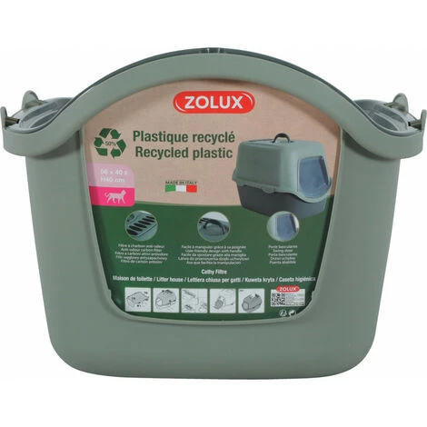 Maison De Toilette Cathy Filtre En Plastique Recyclé 38.5 X 56 X 40 Cm Pour Chat. - Stefanplast - Vert 7 Maison De Toilette Cathy Filtre En Plastique Recyclé 38.5 X 56 X 40 Cm Pour Chat. - Stefanplast - Vert – Image 5