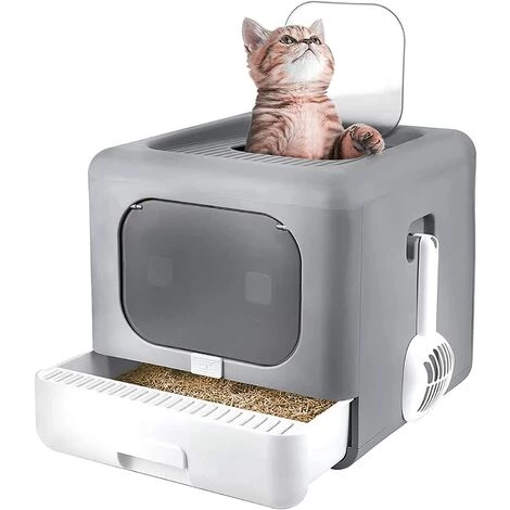 BINGO PAW Bac Litière Chat - Maison De Toilette Chat Fermée - 43x40.5x37.5cm 3 BINGO PAW Bac Litière Chat - Maison De Toilette Chat Fermée - 43x40.5x37.5cm