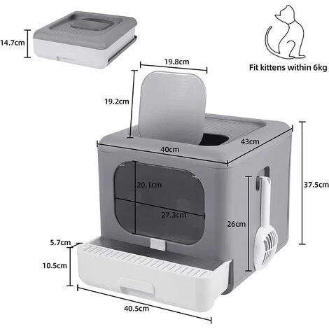 BINGO PAW Bac Litière Chat - Maison De Toilette Chat Fermée - 43x40.5x37.5cm 6 BINGO PAW Bac Litière Chat - Maison De Toilette Chat Fermée - 43x40.5x37.5cm – Image 4