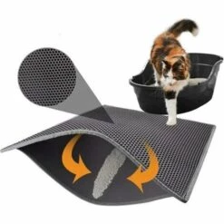 Tapis De Litière Pour Chat 40x50cm Noir FUIENKO
