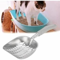ECHOO Pelle à Litière Pour Chat, Facile à Nettoyer Pelle à Litière Pour Chat En Métal Facile à Utiliser Pour Le Tamisage Des Crottes Pour Chat(Gris) -Promos Litière et bac à litière Magasin 54294419 2