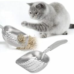 ECHOO Pelle à Litière Pour Chat, Facile à Nettoyer Pelle à Litière Pour Chat En Métal Facile à Utiliser Pour Le Tamisage Des Crottes Pour Chat(Gris) -Promos Litière et bac à litière Magasin 54294419 3
