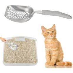 ECHOO Pelle à Litière Pour Chat, Facile à Nettoyer Pelle à Litière Pour Chat En Métal Facile à Utiliser Pour Le Tamisage Des Crottes Pour Chat(Gris) -Promos Litière et bac à litière Magasin 54294419 4