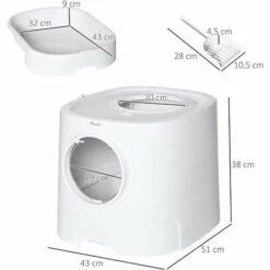 PawHut Maison De Toilette Litière Pour Chat Double Porte Battante Et Supérieure - Pelle Fournie - PE Blanc - Blanc 9 PawHut Maison De Toilette Litière Pour Chat Double Porte Battante Et Supérieure - Pelle Fournie - PE Blanc - Blanc -Promos Litière et bac à litière Magasin 54308947 3