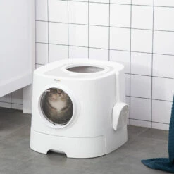 PawHut Maison De Toilette Litière Pour Chat Double Porte Battante Et Supérieure - Pelle Fournie - PE Blanc - Blanc 10 PawHut Maison De Toilette Litière Pour Chat Double Porte Battante Et Supérieure - Pelle Fournie - PE Blanc - Blanc -Promos Litière et bac à litière Magasin 54308947 4
