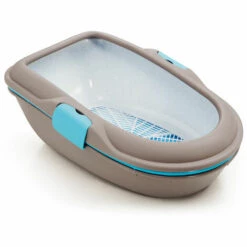 RECORD Grigio Bordo Blu - Toilette Pour Chat En Plastique FURBA Avec Intérieur Amovible