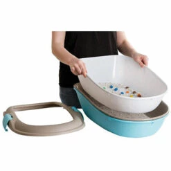 RECORD Grigio Bordo Blu - Toilette Pour Chat En Plastique FURBA Avec Intérieur Amovible -Promos Litière et bac à litière Magasin 54414466 4