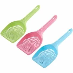 SUPERMARKET Lot De 3 Grandes Pelles En Plastique Pour Chat Et Chat,Superma,bleu + Rose + Vert