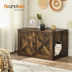 FEANDREA Maison De Toilette Pour Chats, Marron Rustique Par SONGMICS PCL002X01 - Marron Rustique