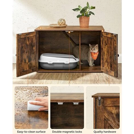FEANDREA Maison De Toilette Pour Chats, Marron Rustique Par SONGMICS PCL002X01 - Marron Rustique 6 FEANDREA Maison De Toilette Pour Chats, Marron Rustique Par SONGMICS PCL002X01 - Marron Rustique – Image 4
