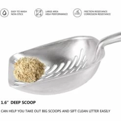 BENOBBY KIDS Pelle à Litière Pour Chat En Métal, Pelle à Caca De Chat Durable Avec Manche Long Flexible De 14 Pouces, Outil De Nettoyage Non Collant Pour Chaton (noir) 1pc -Promos Litière et bac à litière Magasin 56071097 3