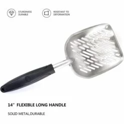 BENOBBY KIDS Pelle à Litière Pour Chat En Métal, Pelle à Caca De Chat Durable Avec Manche Long Flexible De 14 Pouces, Outil De Nettoyage Non Collant Pour Chaton (noir) 1pc -Promos Litière et bac à litière Magasin 56071097 4