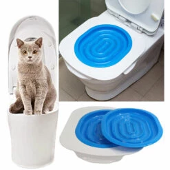 THSINDE Kit De Formation De Toilettes Pour Chat, Système De Formation De Toilettes Pour Animaux Domestiques,, Siège D'urinoir, Fournitures De Nettoyage Pour Chat-bleu