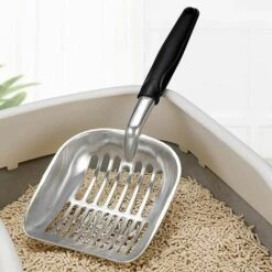 QERSTA Métal Pelle à Litière Pour Chat, Pelles à Litière En Alliage D'aluminium Avec Poignée En Caoutchouc Pour Animaux Domestiques Pelle à Tamiser Durable Pour Animaux De Compagnie -Promos Litière et bac à litière Magasin 57656331 2