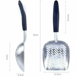 QERSTA Métal Pelle à Litière Pour Chat, Pelles à Litière En Alliage D'aluminium Avec Poignée En Caoutchouc Pour Animaux Domestiques Pelle à Tamiser Durable Pour Animaux De Compagnie -Promos Litière et bac à litière Magasin 57656331 5