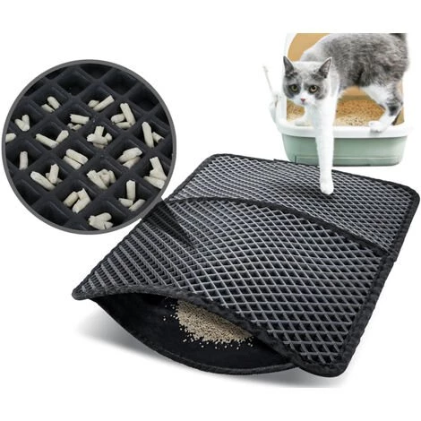 Pecute Tapis Litière Chat Double Couche Pliable 60x42cm, Tapis Bac à Litière Pour Chats Avec 12mm Grand Trou En Forme De Diamant, Tapis De Toilette Chat Imperméable Antidérapant, Facile à Nettoyer 3 Pecute Tapis Litière Chat Double Couche Pliable 60x42cm, Tapis Bac à Litière Pour Chats Avec 12mm Grand Trou En Forme De Diamant, Tapis De Toilette Chat Imperméable Antidérapant, Facile à Nettoyer