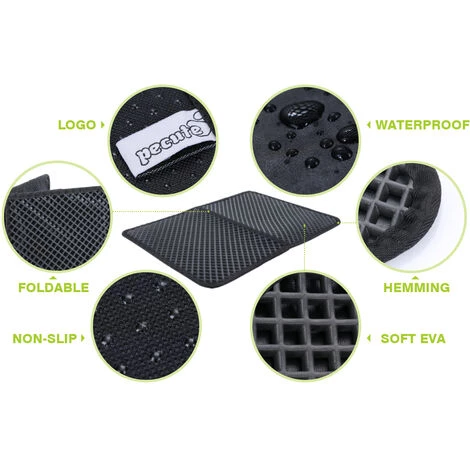 Pecute Tapis Litière Chat Double Couche Pliable 60x42cm, Tapis Bac à Litière Pour Chats Avec 12mm Grand Trou En Forme De Diamant, Tapis De Toilette Chat Imperméable Antidérapant, Facile à Nettoyer 5 Pecute Tapis Litière Chat Double Couche Pliable 60x42cm, Tapis Bac à Litière Pour Chats Avec 12mm Grand Trou En Forme De Diamant, Tapis De Toilette Chat Imperméable Antidérapant, Facile à Nettoyer – Image 3