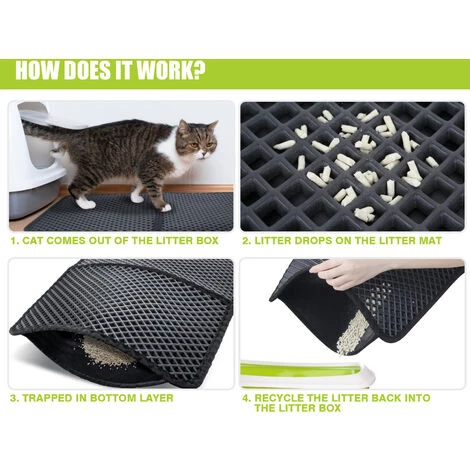 Pecute Tapis Litière Chat Double Couche Pliable 60x42cm, Tapis Bac à Litière Pour Chats Avec 12mm Grand Trou En Forme De Diamant, Tapis De Toilette Chat Imperméable Antidérapant, Facile à Nettoyer 6 Pecute Tapis Litière Chat Double Couche Pliable 60x42cm, Tapis Bac à Litière Pour Chats Avec 12mm Grand Trou En Forme De Diamant, Tapis De Toilette Chat Imperméable Antidérapant, Facile à Nettoyer – Image 4
