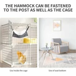 DENUOTOP Hamac Pour Chat Furet Rat Lapin Petit Chien Ou Tout Autre Petit Animal De Compagnie Chaton Cage (S:27 * 27cm, Black & White) -Promos Litière et bac à litière Magasin 58371657 4