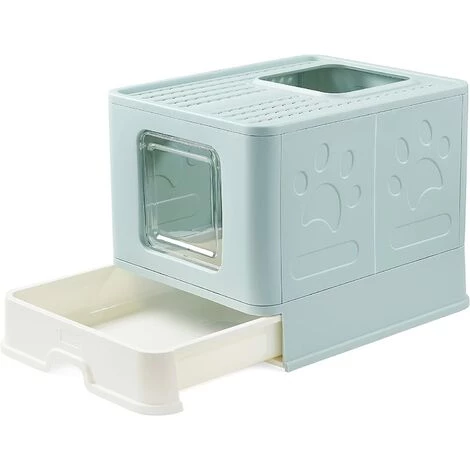 GALOZZOIT Bac à Litière Pliable Pour Chat, Grande Maison De Toilette Chat Avec Couvercle, Bac De Portable Tiroir Et Pelle à Litière (Vert) 3 GALOZZOIT Bac à Litière Pliable Pour Chat, Grande Maison De Toilette Chat Avec Couvercle, Bac De Portable Tiroir Et Pelle à Litière (Vert)